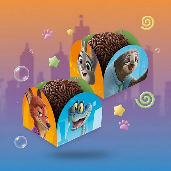 Porta Forminha - Zootopia 2 - 3,5x3,5cm - 50 unidades - Disney Original - Rizzo