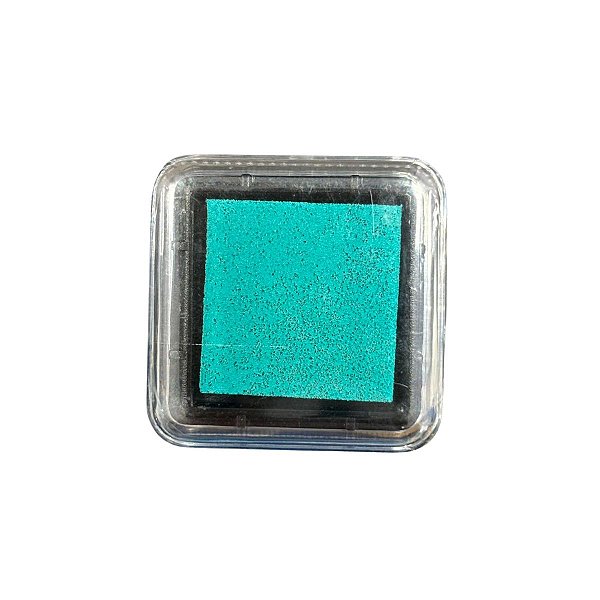 Almofada Para Carimbo em Plástico e Espuma - Carimbeira Verde Água - 3,5x3,5cm - 1 unidade - Rizzo