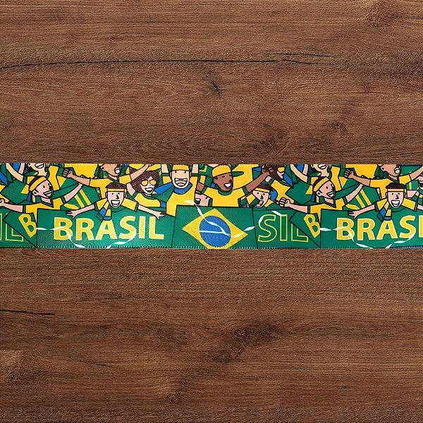Fita de Cetim 4cmx10m - Torcedores Brasil - Copa do Mundo - 1 unidade - Rizzo