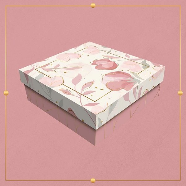 Caixa Quadrada para Presente - Elegance Rose - 17x17x5cm - 5 unidades - Regina - Rizzo