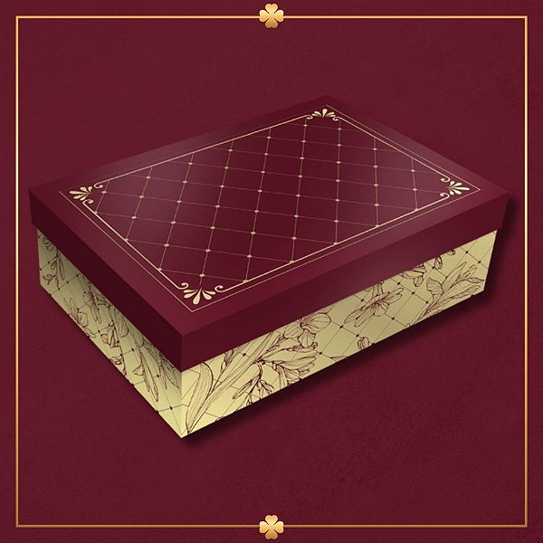 Caixa Retangular com Tampa - Royal Marsala - 27x10x21cm - 5 unidades - Regina - Rizzo