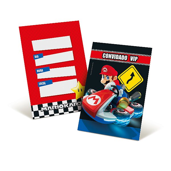 Convite Festa Mario Kart - 8 unidades - Cromus - Rizzo