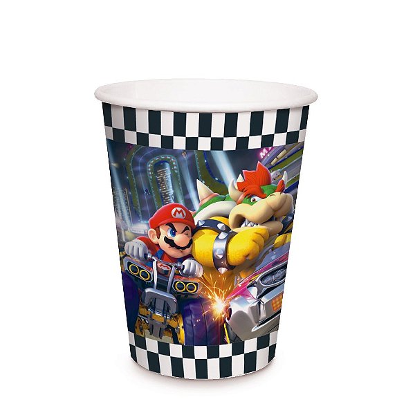 Copo de Papel Festa Mario Kart 240Ml - 8 unidades - Cromus - Rizzo Festas