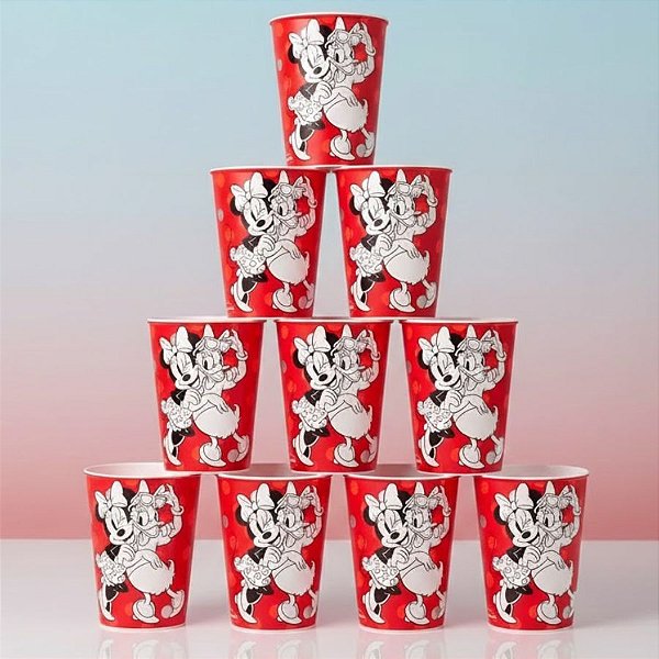 Kit 10 Copos para Lembrancinha - Minnie e Margarida Vermelha - 320ml - 1 unidade - Disney Original - Rizzo