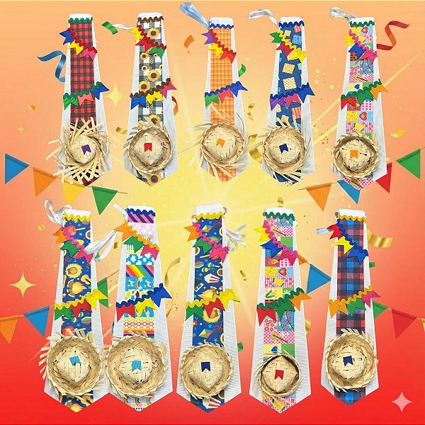 Gravata de Festa Junina - Branco Sortido - 28,5cm - 1 unidade - Rizzo