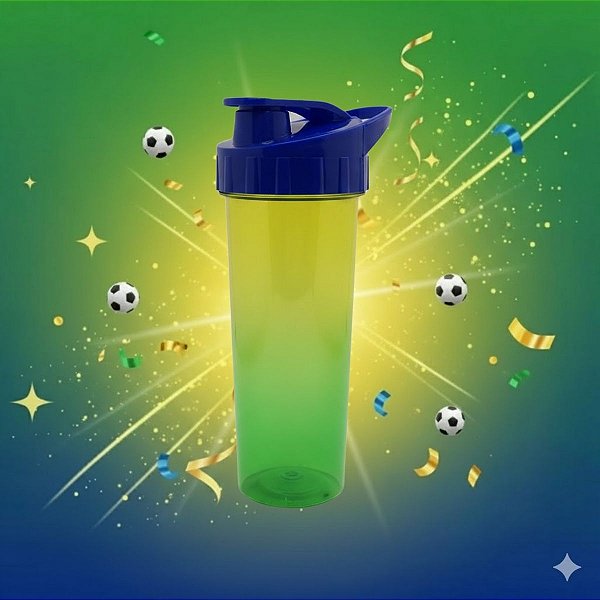 Garrafa Ice Degradê - Verde, Amarelo e Azul - Copa do Mundo - 490ml - 1 unidade - Rizzo