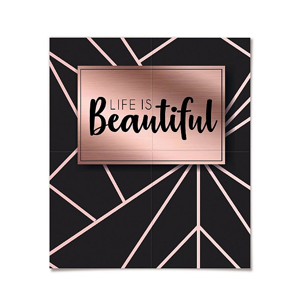 Painel Life is Beautiful Festa Rose Gold - 1 unidade - Cromus - Rizzo Festas