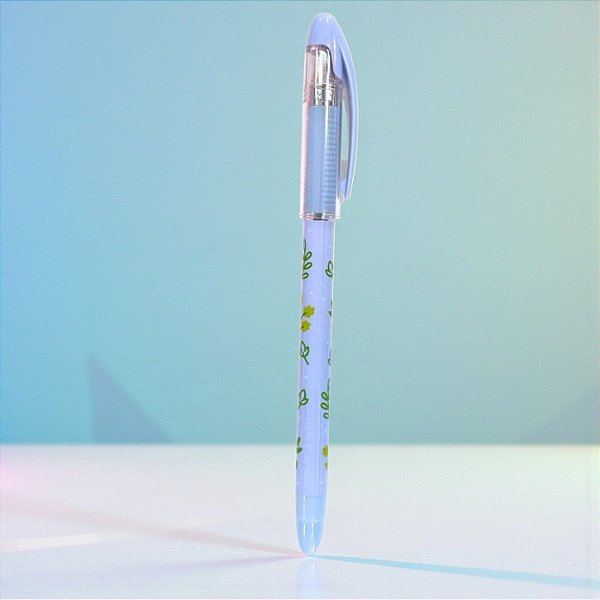 Caneta Grip Floral - Esferográfica Azul - Azul Claro - 1 unidade - Rizzo