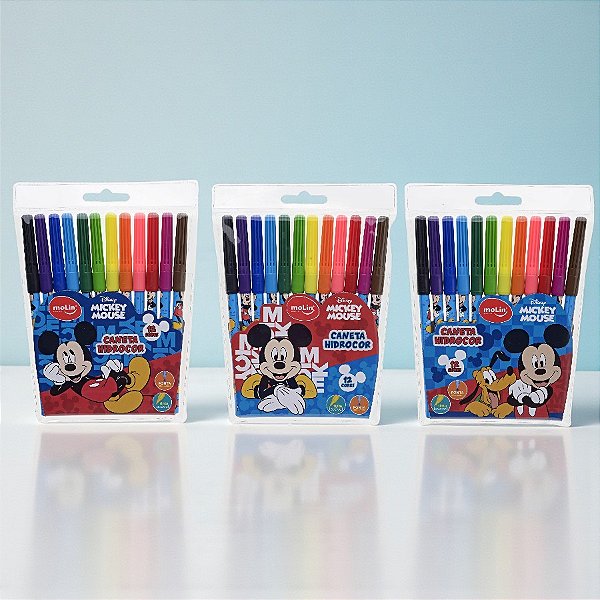 Caneta Hidrocor - Mickey Mouse - 12 Cores - Disney Original - 1 unidade - Rizzo
