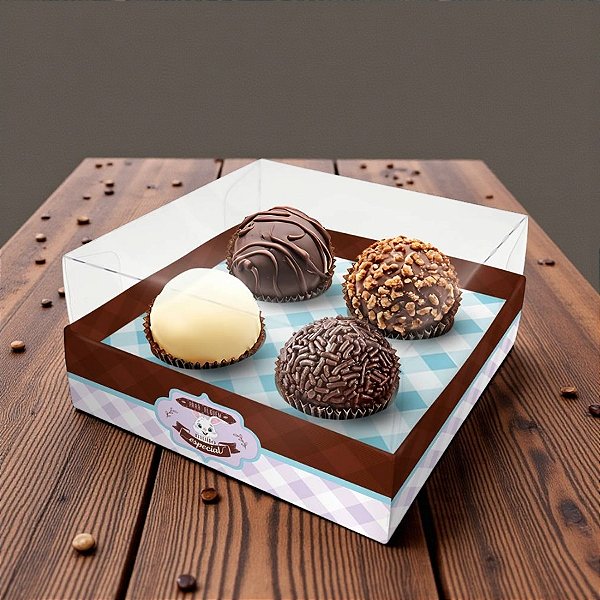 Caixa Para 4 Doces com Tampa Cristal - Páscoa Mágica - 9x9x4,5cm - 10 unidades - Regina - Rizzo