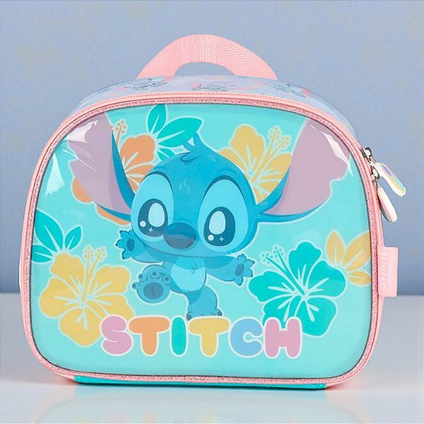 Lancheira Térmica Escolar - Stitch - Rosa - 23x19cm - Disney Original - 1 unidade - Rizzo