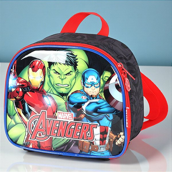 Lancheira Térmica Escolar - Vingadores - Vermelha - 23x19cm - 1 unidade - Rizzo