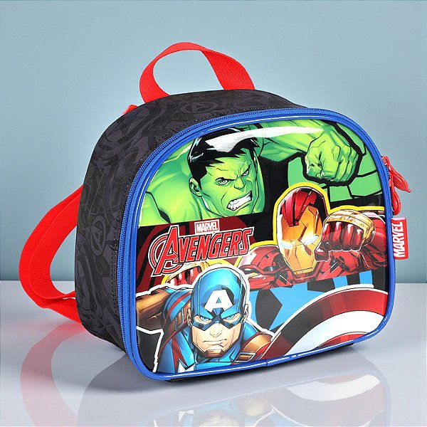 Lancheira Térmica Escolar - Vingadores - Azul - 23x19cm - 1 unidade - Rizzo