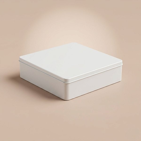 Lata de Metal Quadrada - Branca - 19,5x5,5x19,5cm - 1 unidade - Rizzo