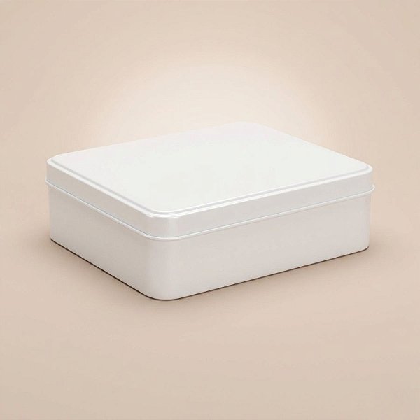 Lata de Metal Retangular - Branca - 12x9x4cm - 1 unidade - Rizzo