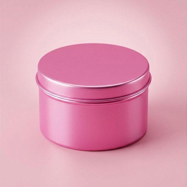 Lata de Metal Redonda - Rosa - 7,5x4,5cm - 1 unidade - Rizzo