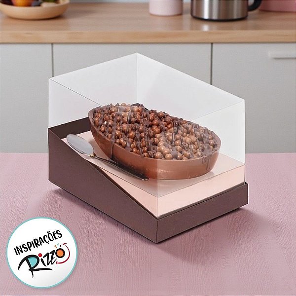 Caixa Specialla para Meio Ovo de 250g - Rosê Gold e Marrom - 6 unidades - Cromus - Rizzo