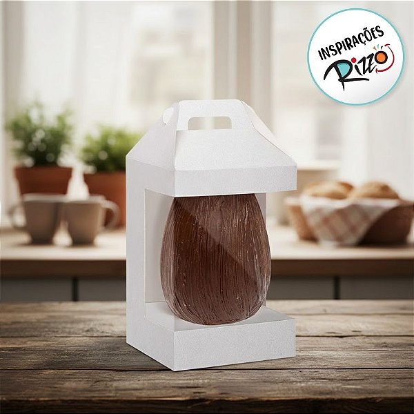 Caixa New Maleta para Ovo de 250g com Visor - Branco - 6 unidades - Cromus - Rizzo