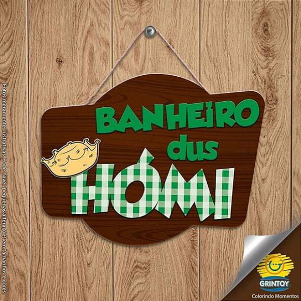 Plaquinha Decorativa Banheiro dos Homens Festa Junina em MDF - 1 unidade - Grintoy - Rizzo Festas