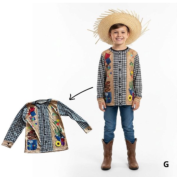 Fantasia Infantil de Festa Junina - Camisa São João - G - 1 unidade - Rizzo