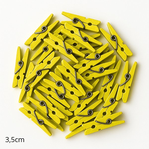 Mini Prendedor de Madeira Amarelo Esverdeado 3,5cm - 50 Unidades - Rizzo