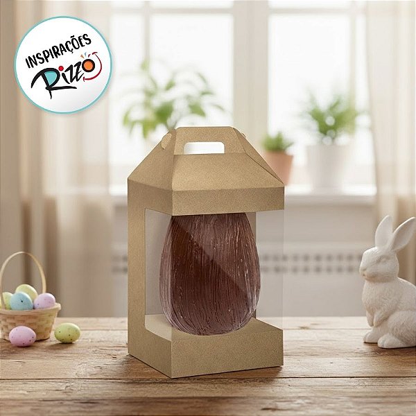 Caixa New Maleta para Ovo de 250g com Visor - Kraft - 6 unidades - Cromus - Rizzo