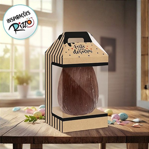 Caixa New Maleta para Ovo de 350g com Visor - Kraft Doçura - 6 unidades - Cromus - Rizzo