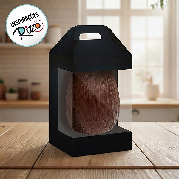 Caixa New Maleta para Ovo de 250g com Visor - Preta - 6 unidades - Cromus - Rizzo
