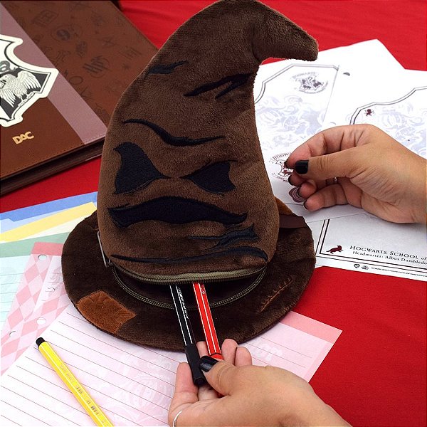 Estojo Simples com Zíper Fluffy - Chapéu Seletor - Harry Potter - 26cm - 1 unidade - Rizzo