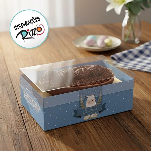 Caixa New Moldura para Meio Ovo 250g de Páscoa - Cordeirinho - 6 unidades - Cromus - Rizzo