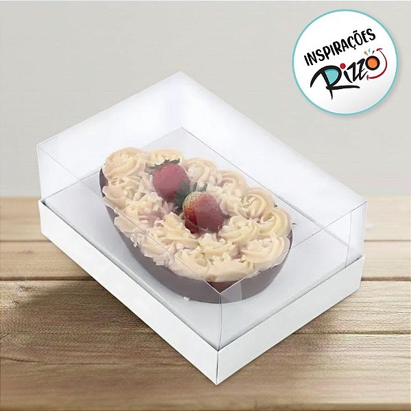 Caixa para Meio Ovo 500g de Páscoa - Horizonte - Branco - 6 unidades - Cromus - Rizzo