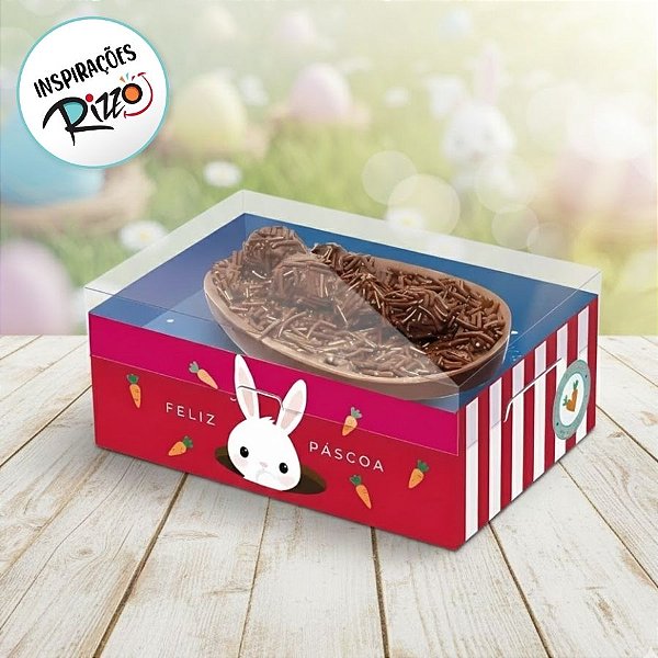 Caixa New Moldura para Meio Ovo de 350g De Páscoa - Coelinho Sai Da Toca - 6 unidades - Cromus - Rizzo