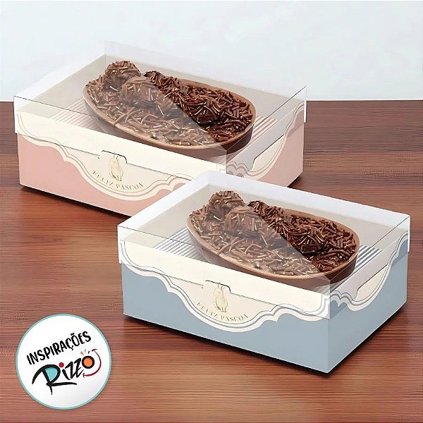 Caixa New Practice para Meio Ovo de 250g - Lavie Composê - Foundant e Mediterrâneo - 6 unidades - Cromus - Rizzo