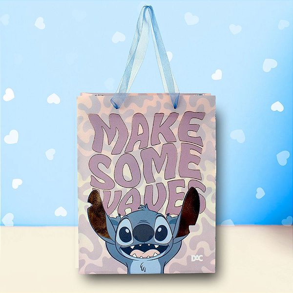 Sacola de Plástico - Stitch Lilás - 24x19x8cm - Disney Original - 1 unidade - Rizzo