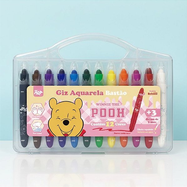 Giz Aquarela Bastão - Ursinho Pooh - 12 Cores - Disney Original - 1 unidade - Rizzo