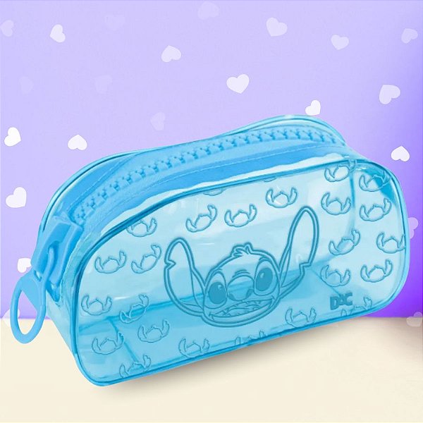 Estojo Simples de PVC com Zíper Tratorado - Stitch - 21x10cm - Disney Original - 1 unidade - Rizzo