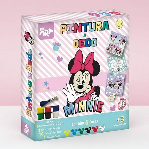 Conjunto de Pintura a Dedo - Minnie Mouse - 18 Itens - Disney Original - 1 unidade - Rizzo