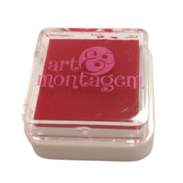 Almofada Para Carimbo em Plástico e Espuma - Carimbeira Vermelha - 3,5x3,5cm - 1 unidade - Art Montagem - Rizzo