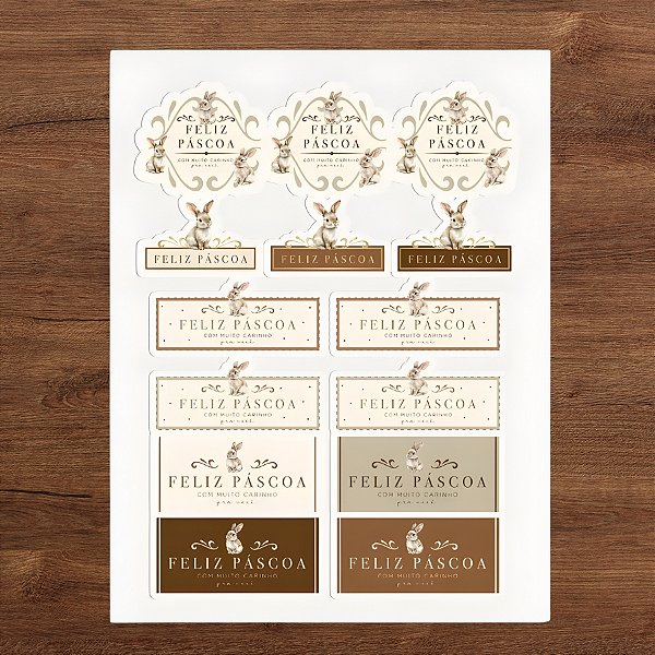 Etiqueta Adesiva de Páscoa - Classique Bunny - 8x4cm - 28 unidades - Cromus - Rizzo