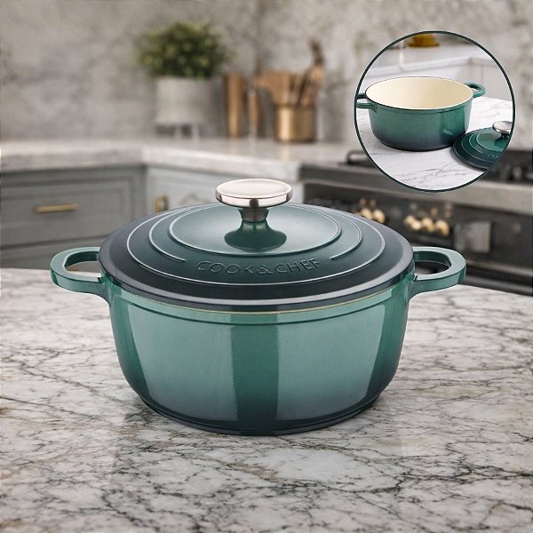 Caçarola de Alumínio Forjado com Revestimento Cerâmico - Verde - Linha Excalibur - 4,4L - 1 unidade - Cromus - Rizzo