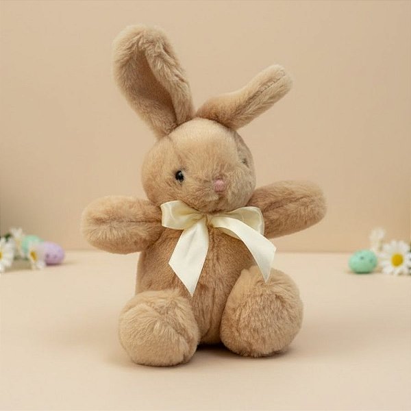 Coelho de Pelúcia Bege com Laço - 37x21,5x12cm - 1 unidade - Rizzo