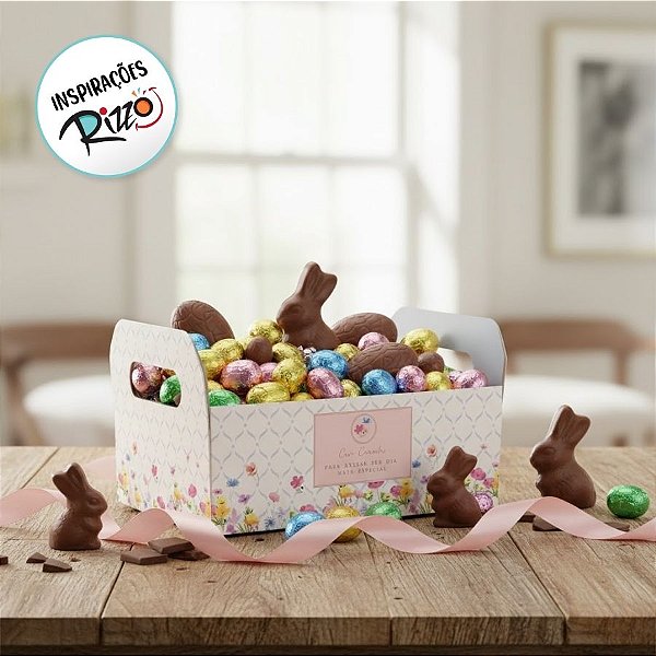 Caixote de Papel Cartão de Páscoa - Florens - 13x9x3,5cm - 1 unidade - Cromus - Rizzo