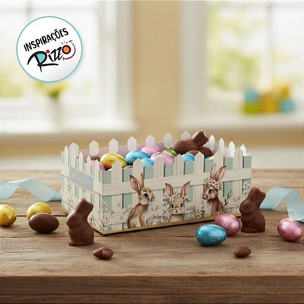 Caixote de Papel Cartão de Páscoa - Cerquinha - Doce Páscoa - 14x9x4,5cm - 1 unidade - Cromus - Rizzo