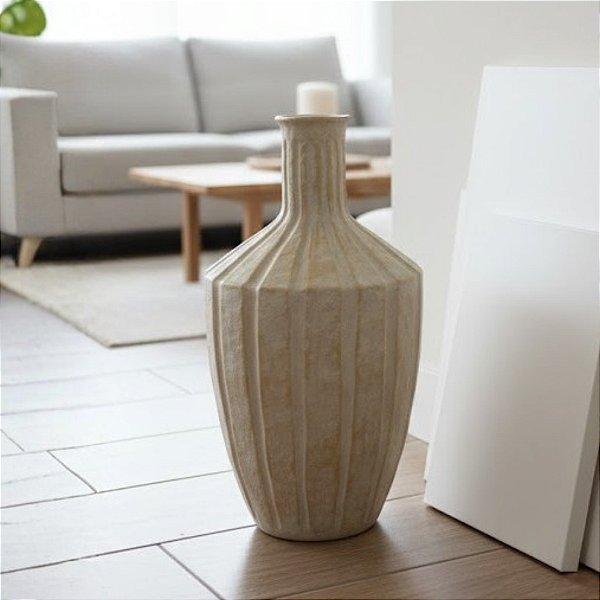 Vaso Decorativo de Cerâmica - Dourado - 43x23x23cm - 1 unidade - Cromus - Rizzo