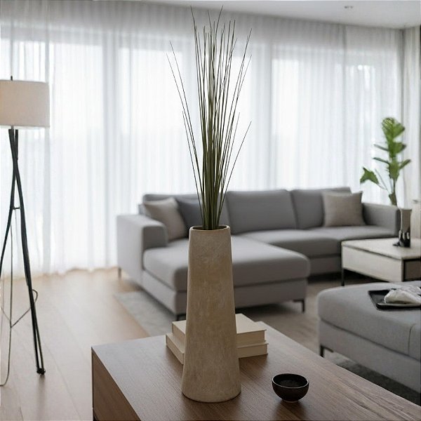 Vaso Decorativo de Cerâmica Natural - 37x13x13cm - 1 unidade - Cromus - Rizzo