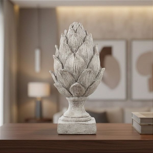 Enfeite Decorativo de Resina - Pinha Decorativa - Off White - 22x11x11cm - 1 unidade - Cromus - Rizzo