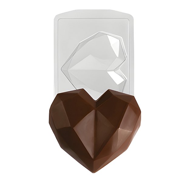 Forma de Acetato Especial - Coração Diamantado 500gr - Ref. FP 135 - Crystal Rizzo Confeitaria