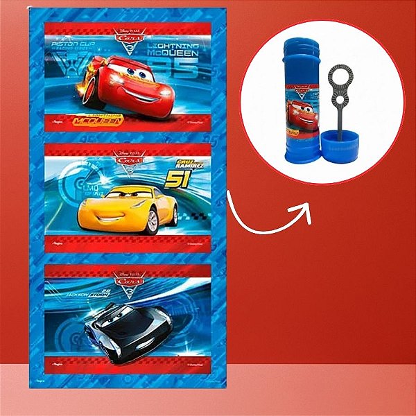 Adesivo Decorativo para Bolha de Sabão - Carros - 11x7cm - Disney Original - 9 unidades - Regina - Rizzo