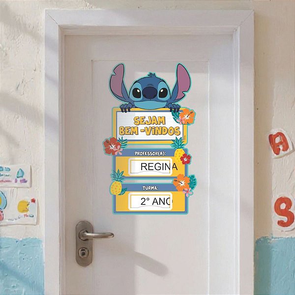 Painel Decorativo em EVA - Stitch - Sejam Bem Vindos - 32x49cm - Disney Original - 1 unidade - Rizzo