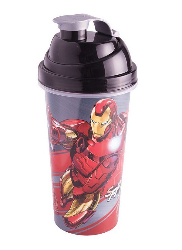 Shakeira de Plástico Cinza Avengers Homem de Ferro - 580ml - 01 unidade - Plasútil - Rizzo Festas